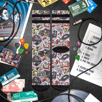 music socks with guitars amps and drums music socks