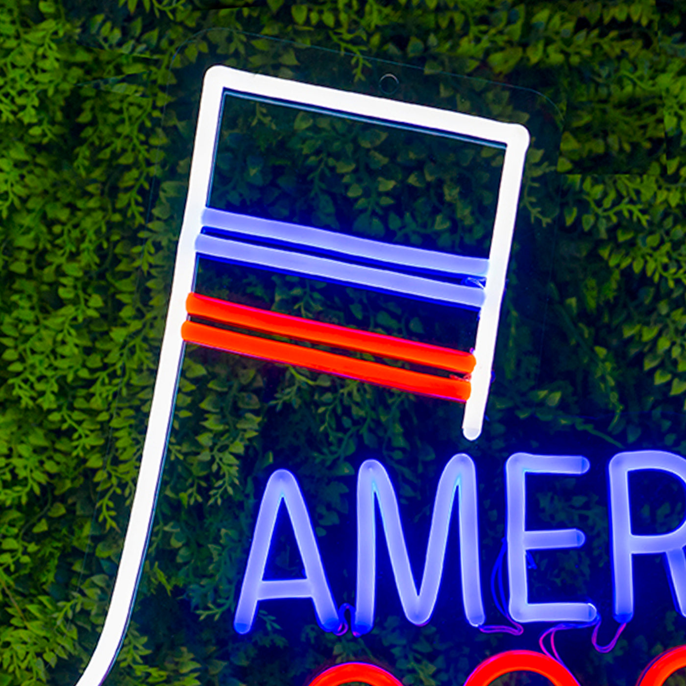 Close up of sock shaped neon sign american socks